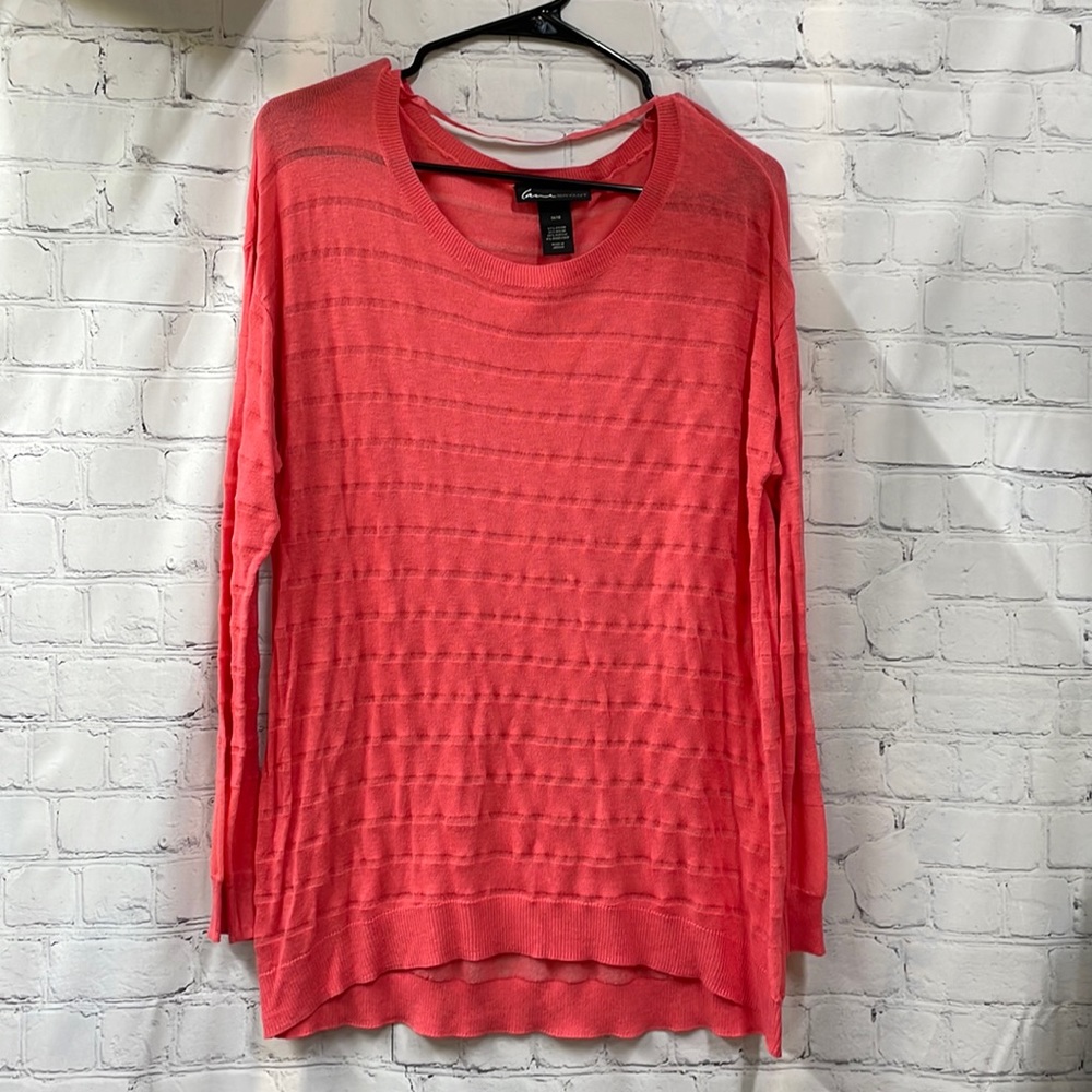 Lane Bryant sheer pullover coral tunic sweater 14/16